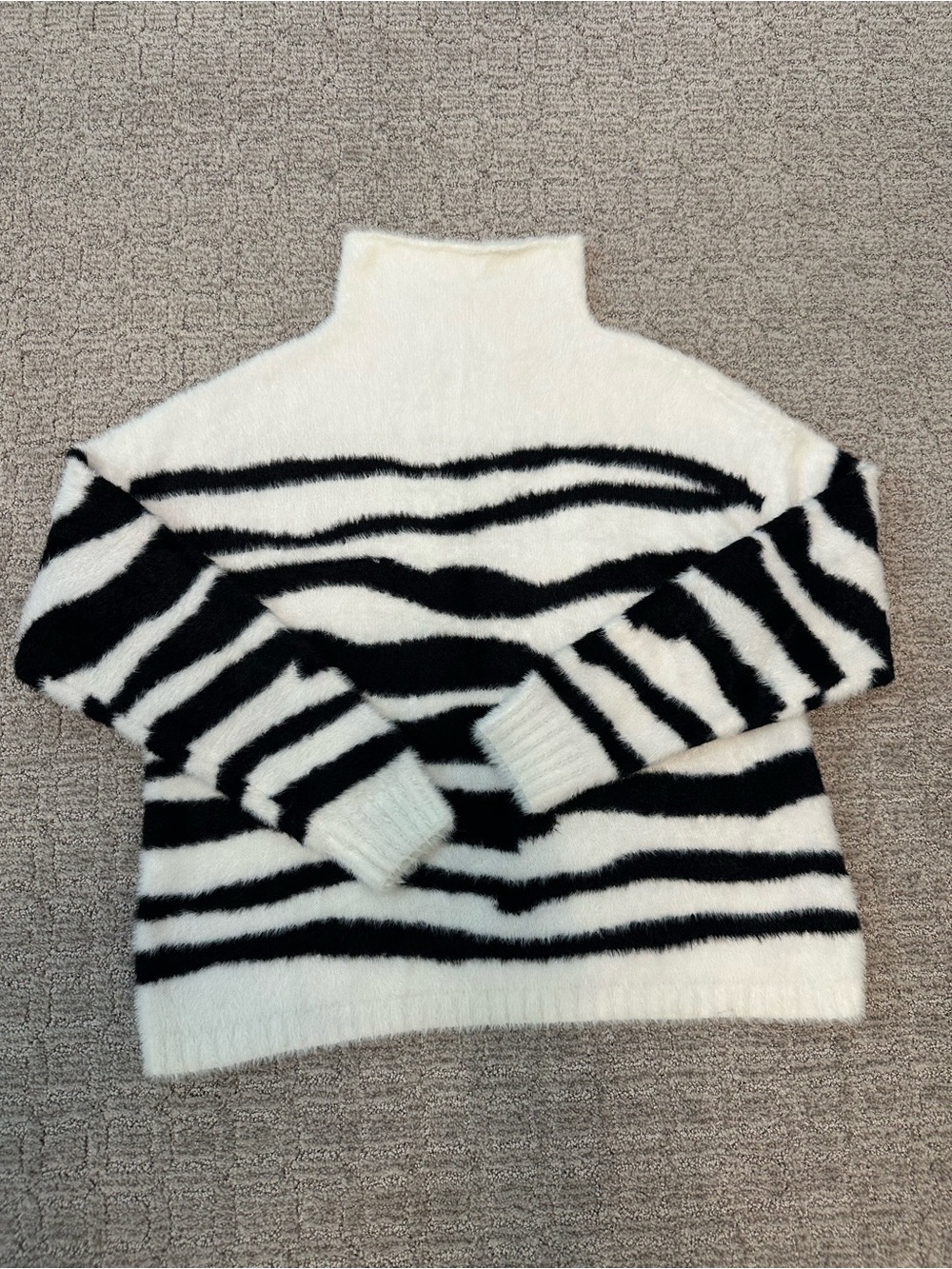 Bella Dahl Black & White Zebra Striped Turtleneck Sweater